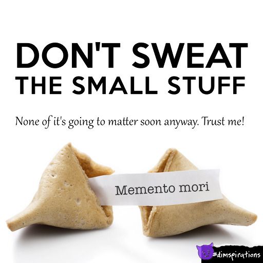 Don't sweat the small stuff, none of it is going to matter soon anyway, trust me! Memento mori.