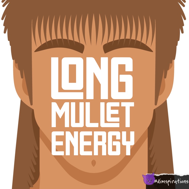 (illustration of male with mullet) LONG MULLET ENERGY