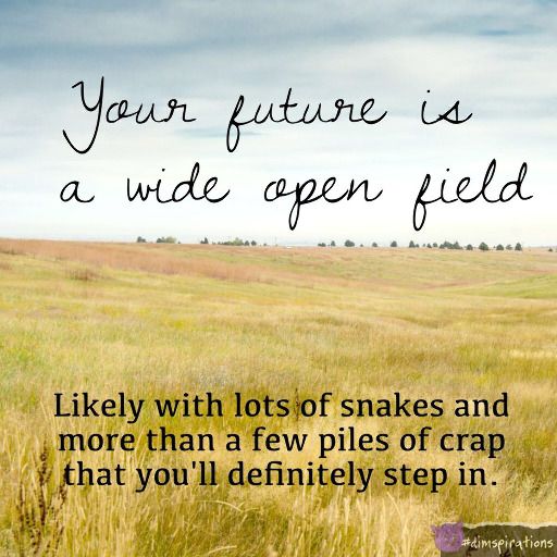 Life is a wide open field. Likely full of snakes and a few piles of crap you'll almost definitely step in.